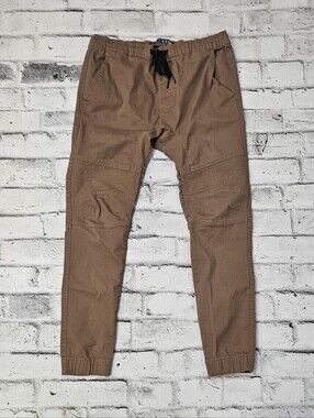 West 49 Mens Medium Tan Moto Jogger Pants Tapered Skate Streetwear